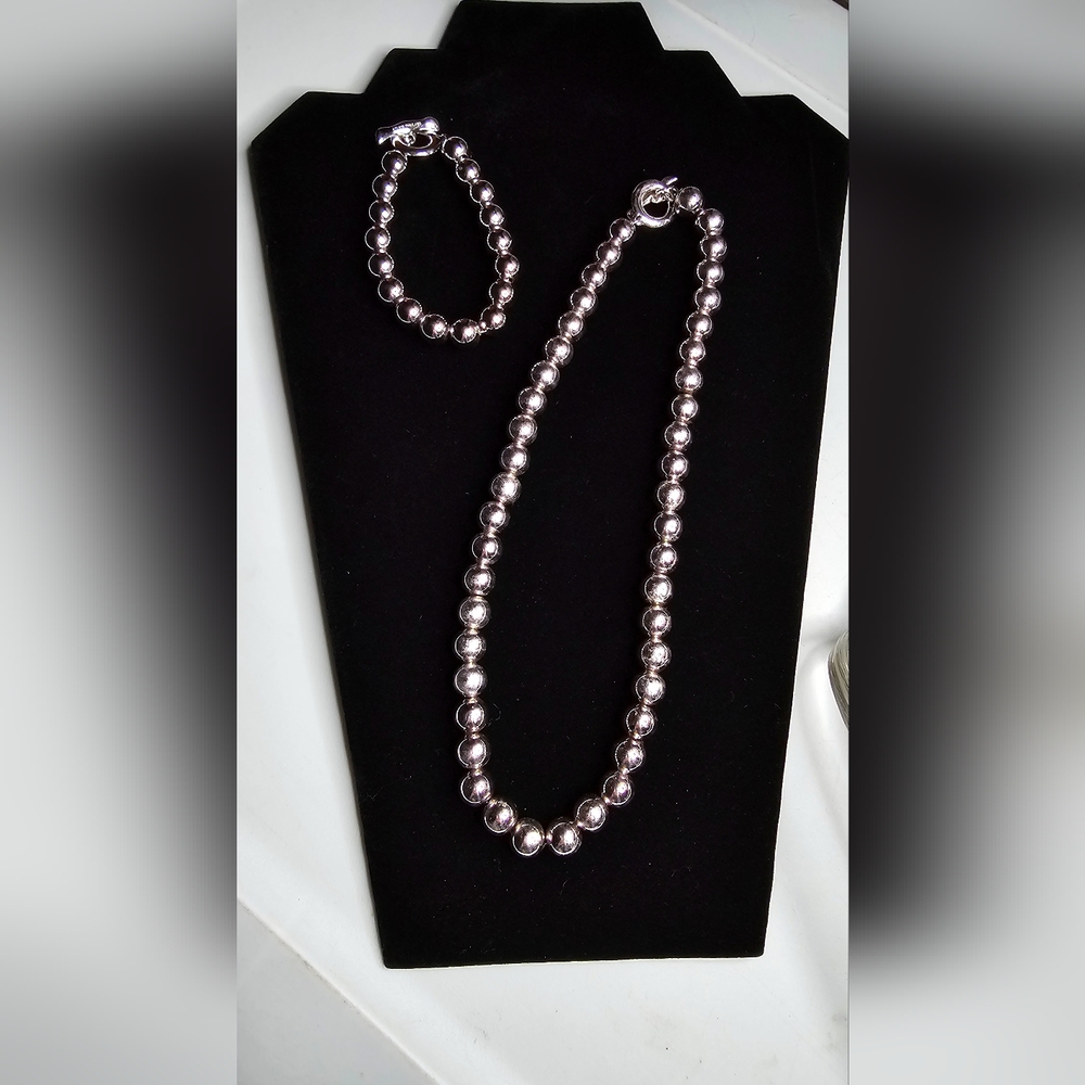 Beaded sterling silver 925 necklace/bracelet 93 grams